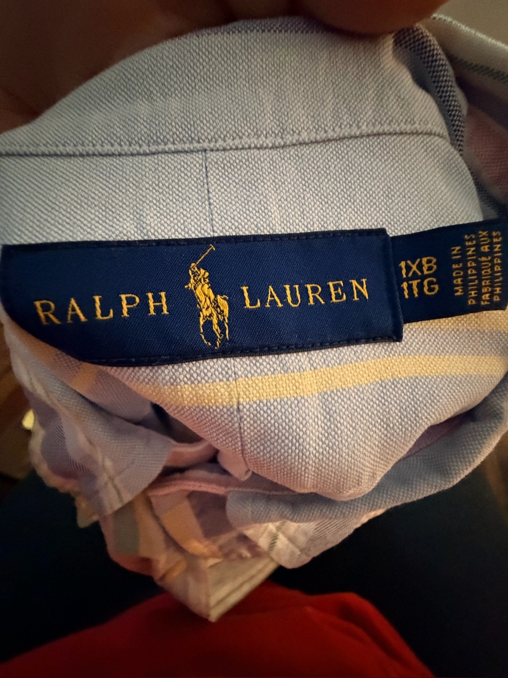 Ralph Lauren Blue and Yellow Striped Cotton Button-Down - Picture 2 of 3